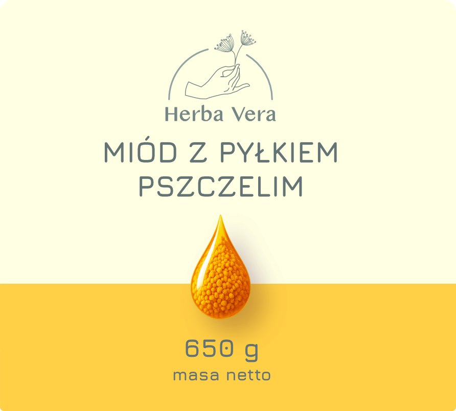 MIÓD Z PYŁKIEM PSZCZELIM 650G HERBA VERA